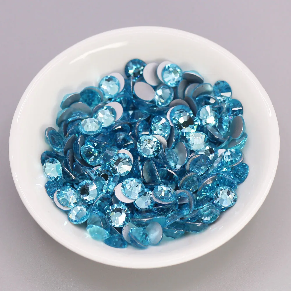 Стеклянные кристаллы стразы высококачественные аквамариновые драгоценные