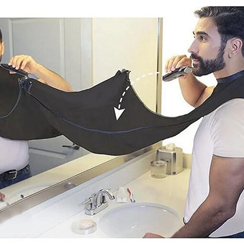 

120x80cm Household Cleaning Protector Bathroom Apron Male Black Beard Apron Hair Shave Apron for Man Waterproof Floral Cloth