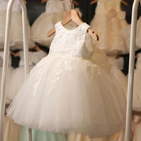 cute lace white flower girl dress sleeveless o neck with pink bow princess girl kids evening gowns communion dress school dress