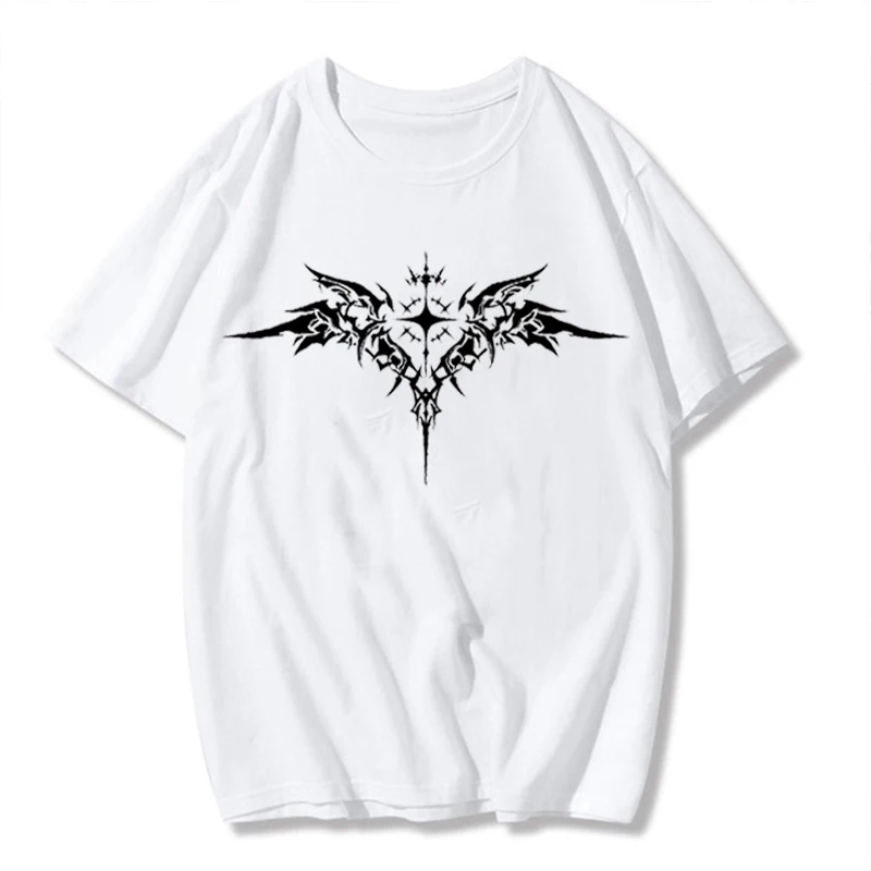 

Graphic printing T Shirt Aesthetic Gothic Punk Short Sleeve Women summer loose oversize street clothes Cool top Harajuku shirt