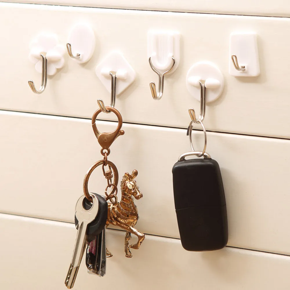 Самоклеящиеся крючки для ванной и кухни #15 6 шт. крепления на стену дверь