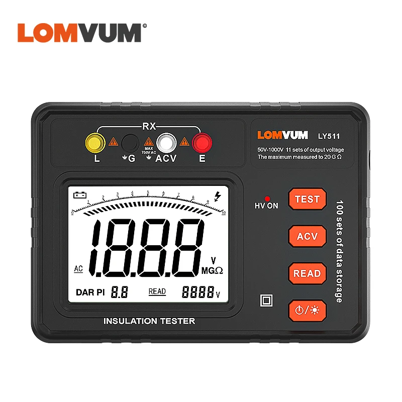 Цифровой измеритель сопротивления LOMVUM тестер изоляции 500 В МОМ интеллектуальный