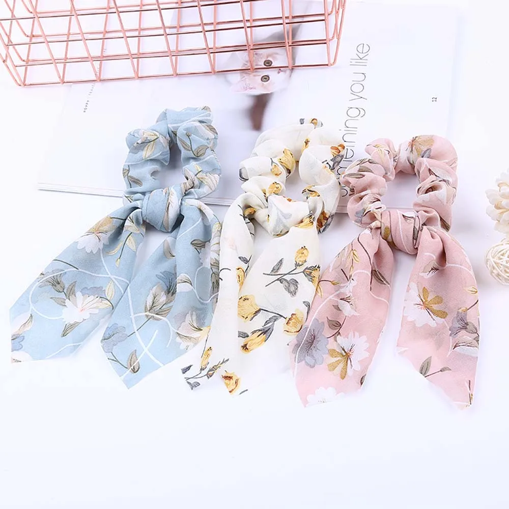 Корейский стиль богемные резинки с принтом шифоновая лента женский эластичный