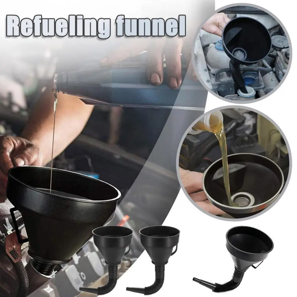 

Car Emergency Fuel Gas Petrol Filler Funnel Oil Black With Flexible Detachable Spout Funnel 2-in-1 Automotive Tool For Wate R5n7