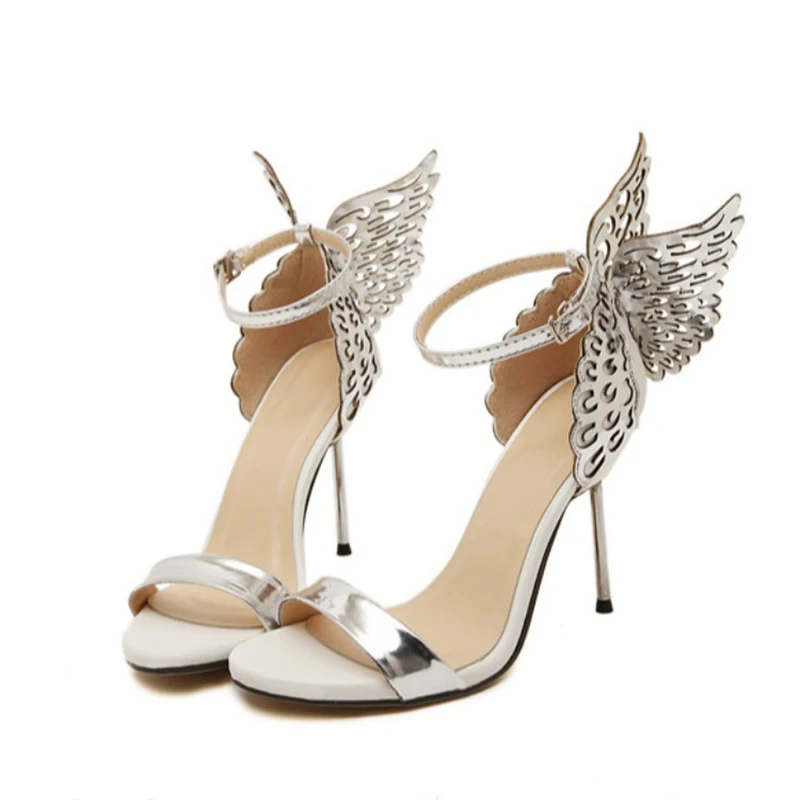 

2021 8.CM Rhinestone Women Pumps Butterfly Wings Single Shoes For Women Sexy Peep Toe High Heel Party Wedding Shoes