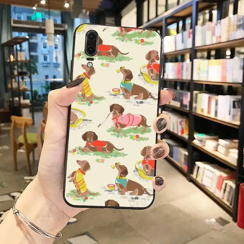 

Cartoon Dachshund Dog Cute animal Phone Case For Huawei honor Mate P 10 20 30 40 Pro 10i 9 10 20 8 x Lite