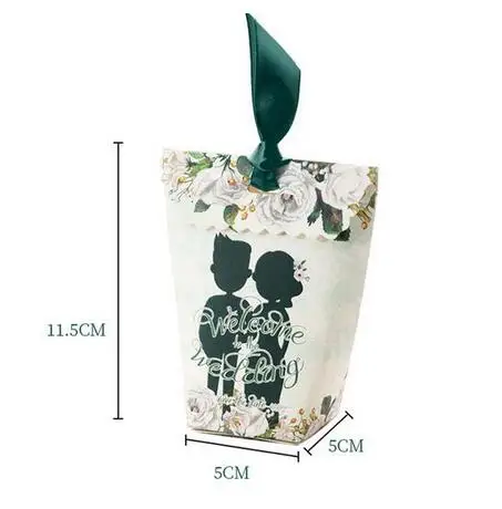 20 шт./лот белое платье невесты с зеленой лентой вечерние свадебные подарочные