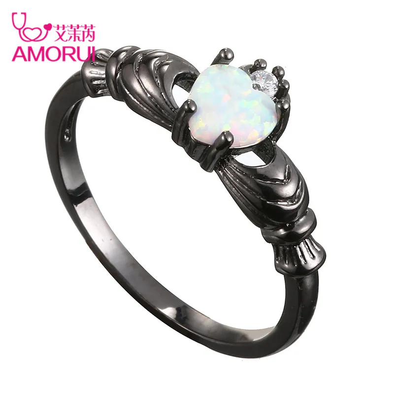 AMORUI модные ювелирные изделия в форме сердца Радужная Женская кольцо Цвет Фул с