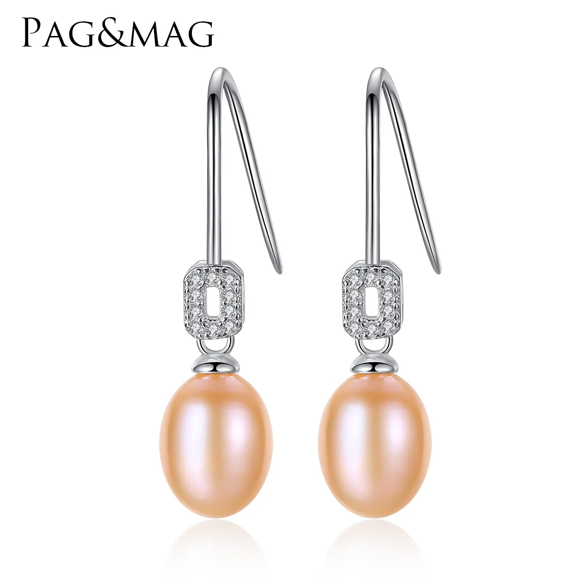 

PAG & MAG S925 natural fresh water pearl earhook Earrings simple and classic