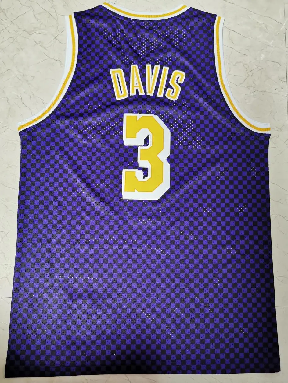 

NBA Men's Los Angeles Lakers #3 Davis Basketball Jerseys Retro Purple