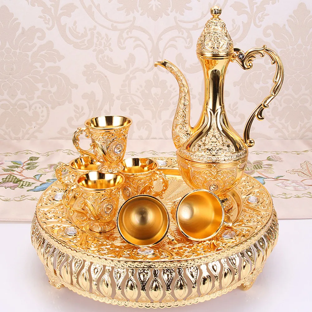 

European Style Home Vintage Wine Pot Cup Tray Set Cabinet Ornament Decoration Home Decor New And High Quality