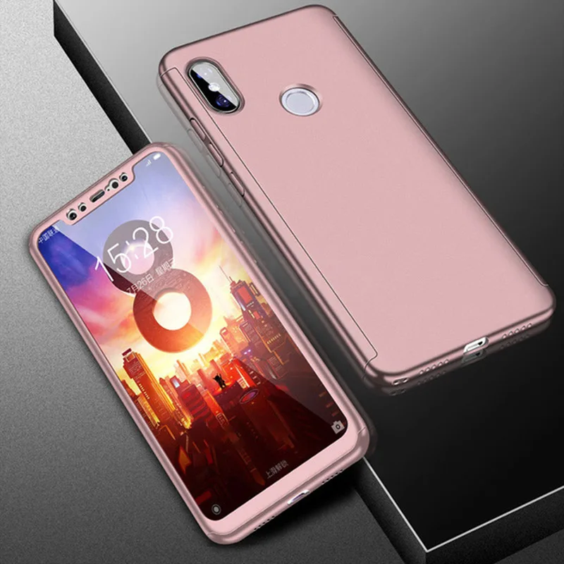 RoseGold 360 полный защитный чехол для Xiaomi mi 9 8 SE 5X A1 6X A2 Lite mi x 2 Max 2 3 Red mi 6a Note 8 iPhone 7 6 Plus 5 iPad Pro Жесткий Чехол закаленное Стекло - Цвет: RoseGold