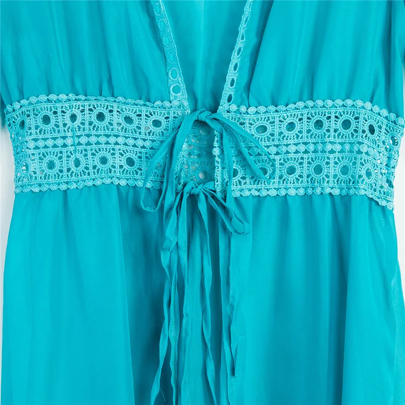 

Summer Bikini 2021 Women Cover Ups Beach Coat Swimsuit Lace Beachwear Sun Protection Clothes Knitted Beach Dress Women Cover-Ups