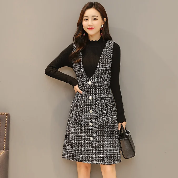 Осенне зимние женские костюмы большого размера свитер жилет сарафан сказочные