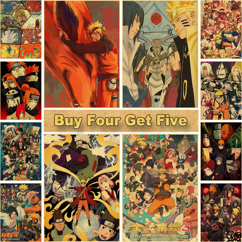 

Vintage Anime Poster Retro Posters Wall Sticker Kraft Paper Decorative Painting Home Room Bar Wall Decor Fans Collection