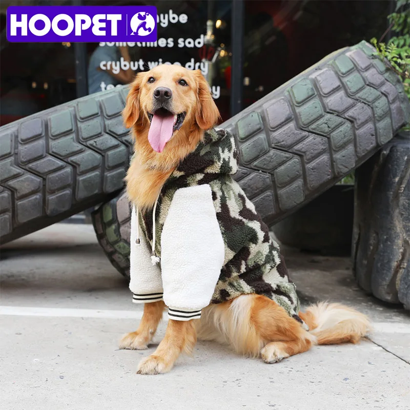 

HOOPET Large Dogs Clothes Cotton Warm With Hooded Wool Golden Dog Casual Autumn Winter Dog Suppliers Handsome Winter Clothes