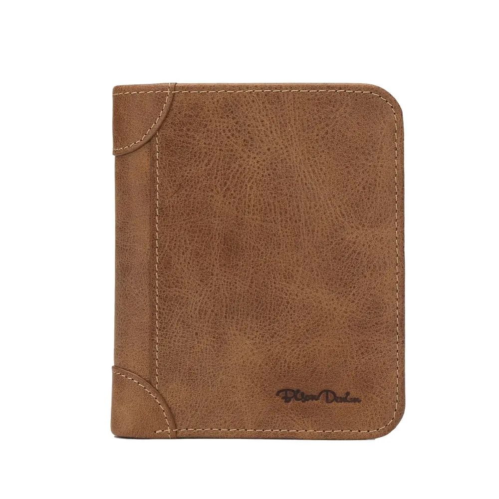 W4361 Khaki BISON джинсовый известный бренд Ретро винтажный кошелек из натуральной кожи мужской RFID мужские кошельки Держатель для карт маленький кошелек на застежке W4361 - Цвет: W4361 Khaki