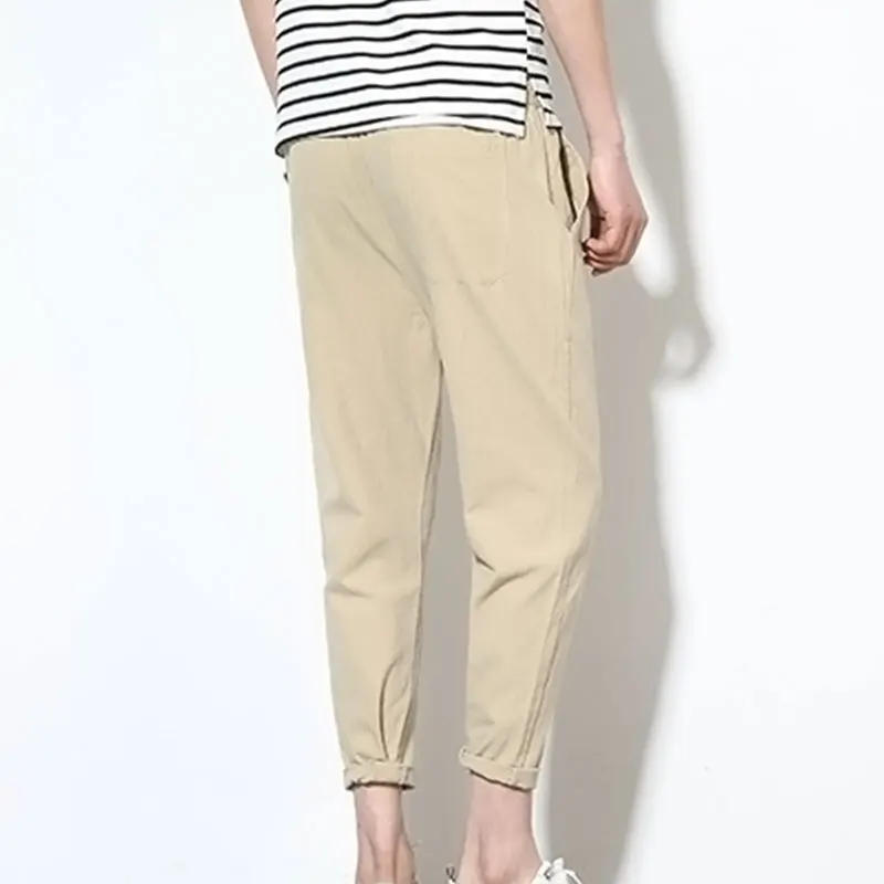 Мужские брюки-карандаш из полиэстера и хлопка повседневные тонкие брюки до