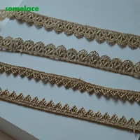 5ydslot 1 2cm or 1 8cm wide wedding dress gold wavy flower fluorescent lace gold line embroidery lace accessories trim