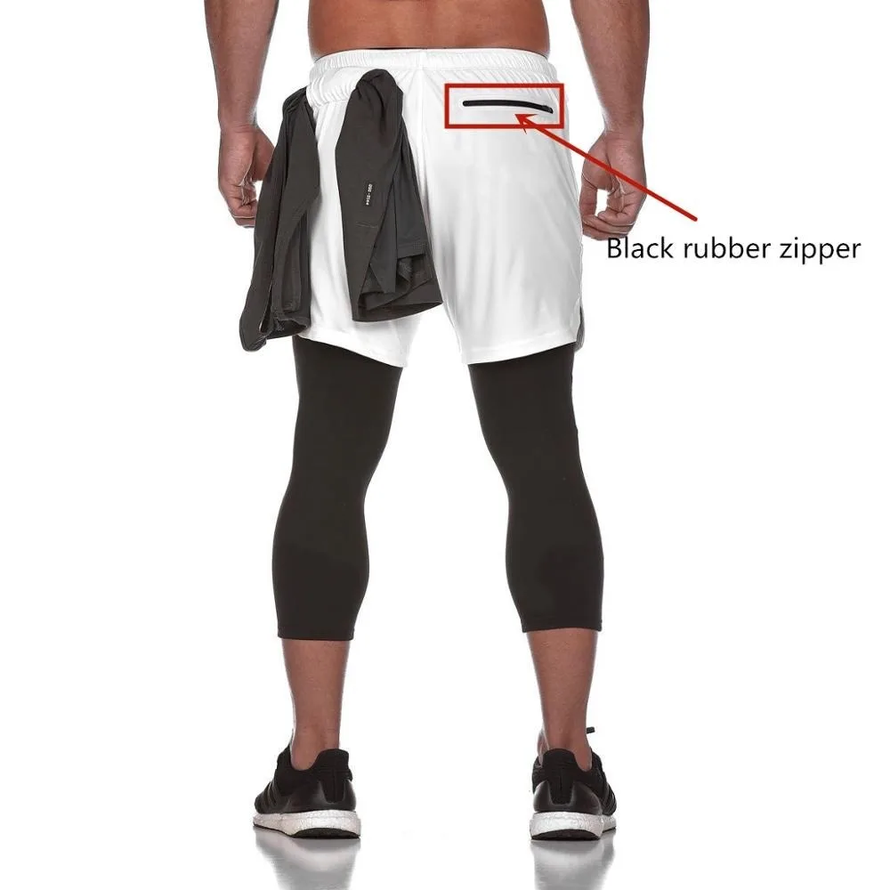 

2021 New Running Sweatpants Men Shorts and Leggings 2 In 1 Sportswear Gym Fitness Sport Pants Legging Jogger Workout Clothing