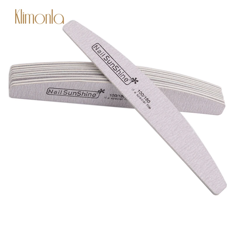 

5pcs Gray Wood Nail File Sanding Slim Crescent 100/180 Grits Nail Buffer Blocks UV Gel Varnish Manicure Care Tools