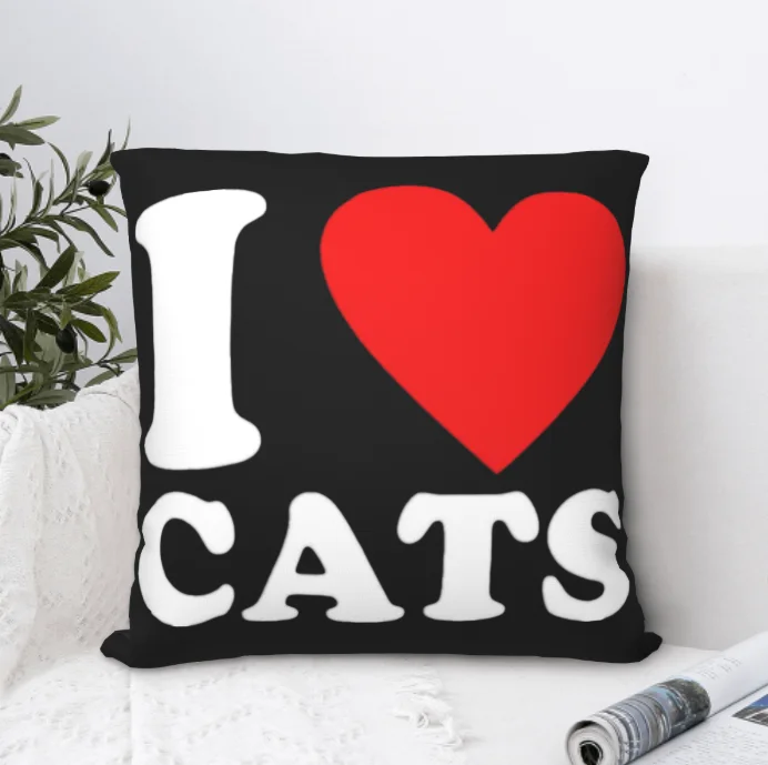 

Декоративный чехол-наволочка с принтом «I Love Cat»