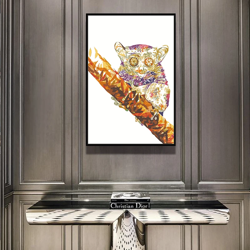 Diy paint by numbers picture drawing versus Toolkit draw color animal Creative art living room Decorative hanging painting | Дом и сад