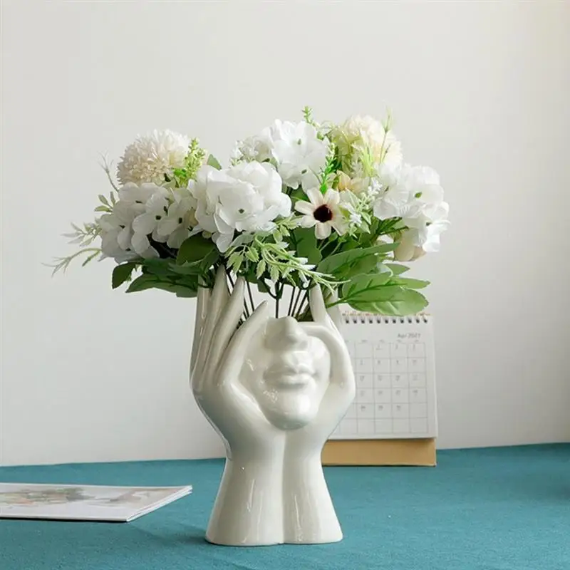 

Human Face Ceramic Vase Home Decorations Abstract Art Plant Flower Pot For Wheat Ears Cotton Flower Pot Home Decor Arrangement