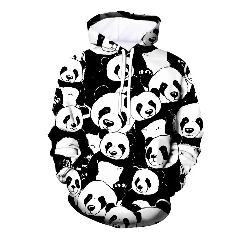 

3D Panda Men/Women Spring Hooded Drawstring Sweater Boys and Girls Cute Fashion Sportswear Pocket Top