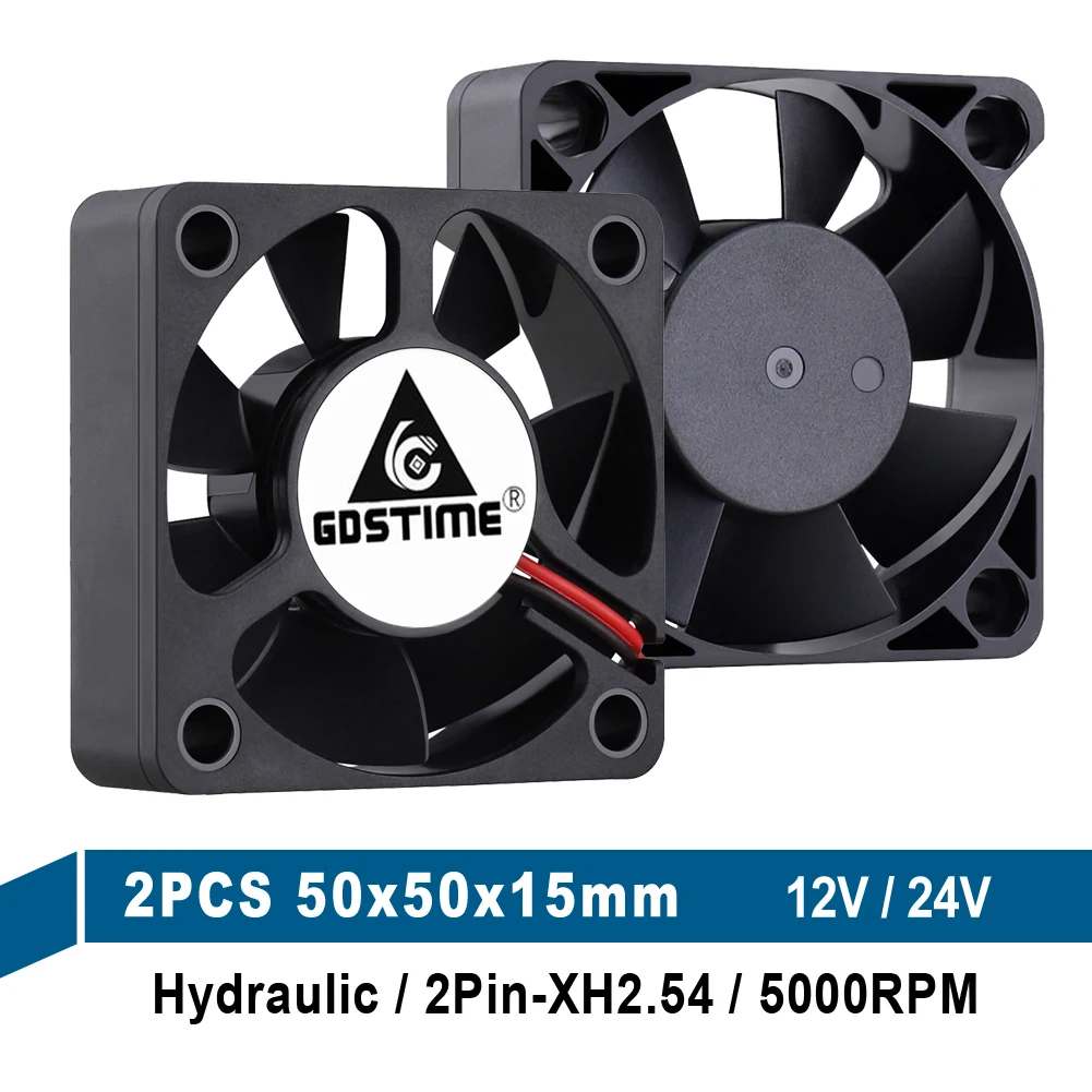 2 шт. Gdstime DC 12 В 24 контакта 50x50x15 мм 5015 бесщеточный кулер для процессора ПК чехол