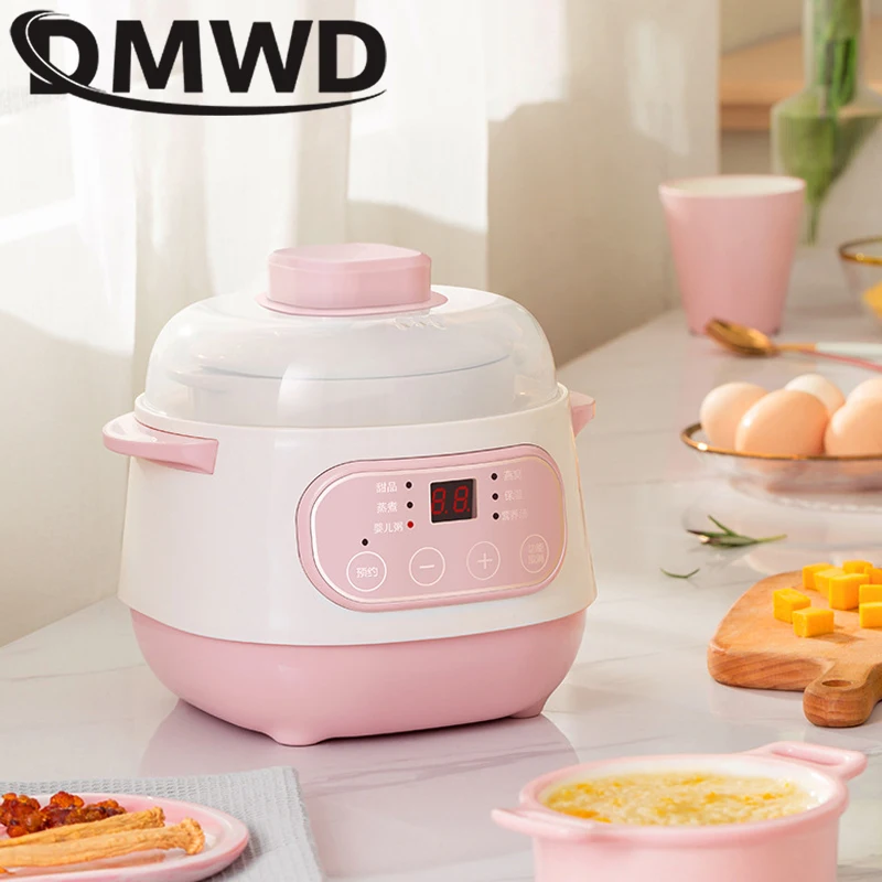 DMWD электрическая медленная Варка пароварка для еды керамический горшок