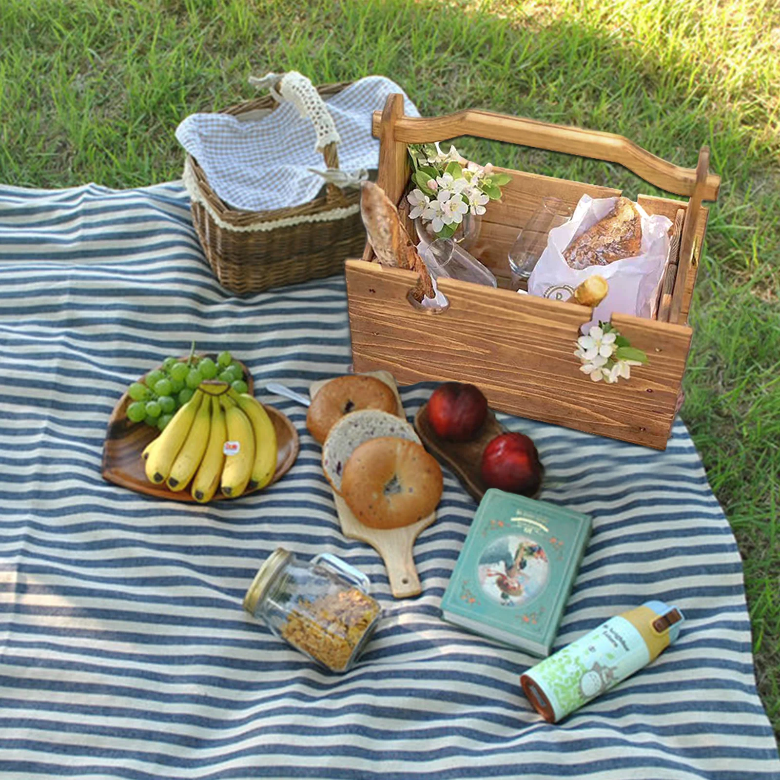 2 в 1 многофункциональная деревянная настольная корзина для хранения | Мебель