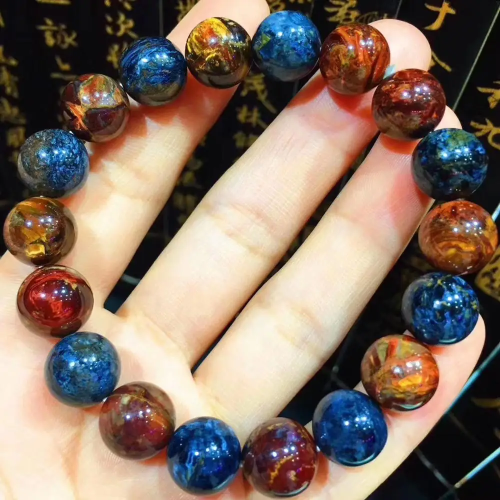 Натуральный красный синий браслет из пьестерсита 11 3 мм с круглыми бусинами