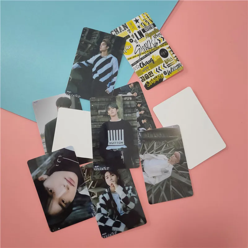 1 шт. карточки-наклейки из PVC с кристаллами для альбома kpop Straykids Cle: LEVANTER Felix BANG CHAN Bang Chan Lee Know Hwang Hyun Jin Bus on.