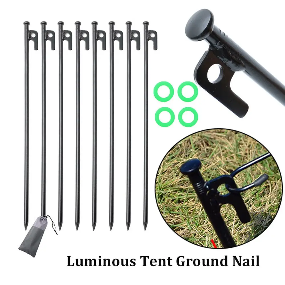 

Black Camping Hiking With Hole Durable Outdoor Tool Tent Awning Trip Ground Stakes Nails Tent Nail