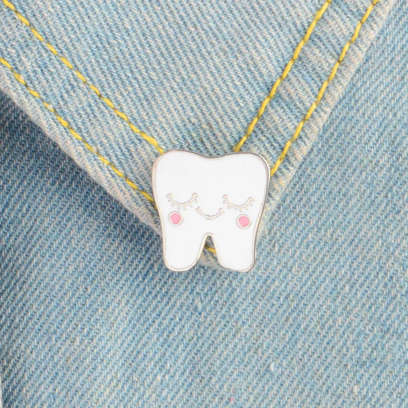 

Cute Smile Face Tooth Enemal Brooches Pin Women Children Jewelry Trendy Gifts
