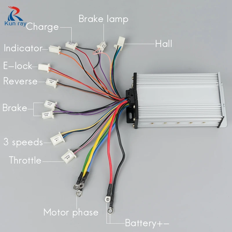 KUNRAY бесщеточный контроллер скорости двигателя 12Mosfet 800 Вт 1600 48 В постоянного тока