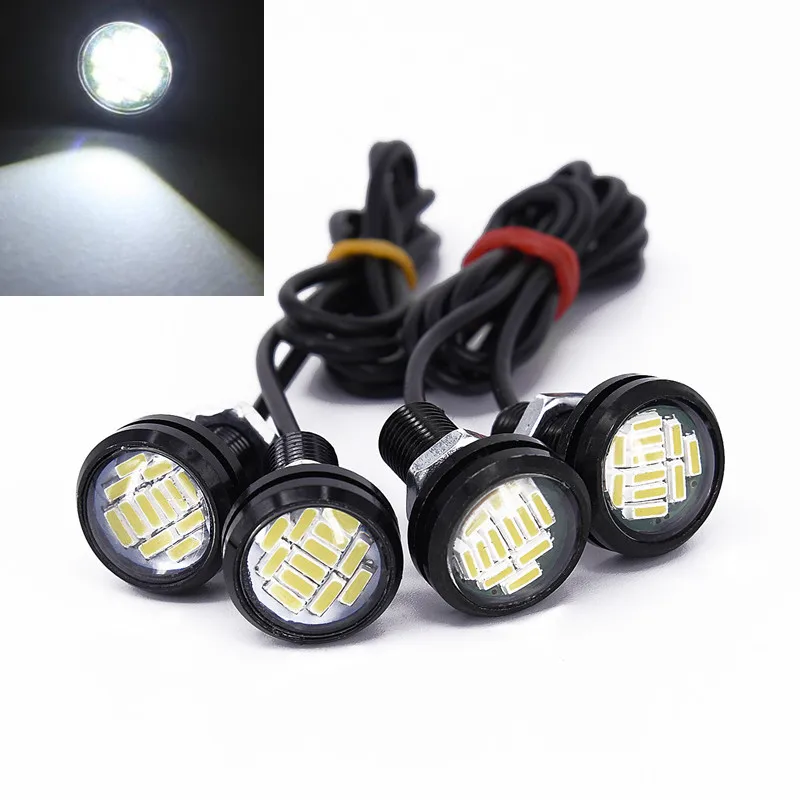 4pcs 12V 15W White Eagle Eye LED Car Auto DRL Daytime Running Lights Backup Reversing Parking Signal Automobiles Lamps