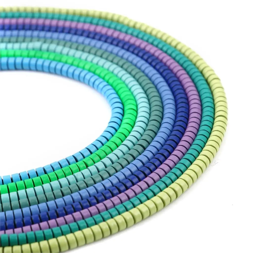 

DoreenBeads 4mm Handamde Hematite Natural Stone Beads Flat Round Painted Colorful Loose Spacer Beads For DIY Making Jewelry Gift