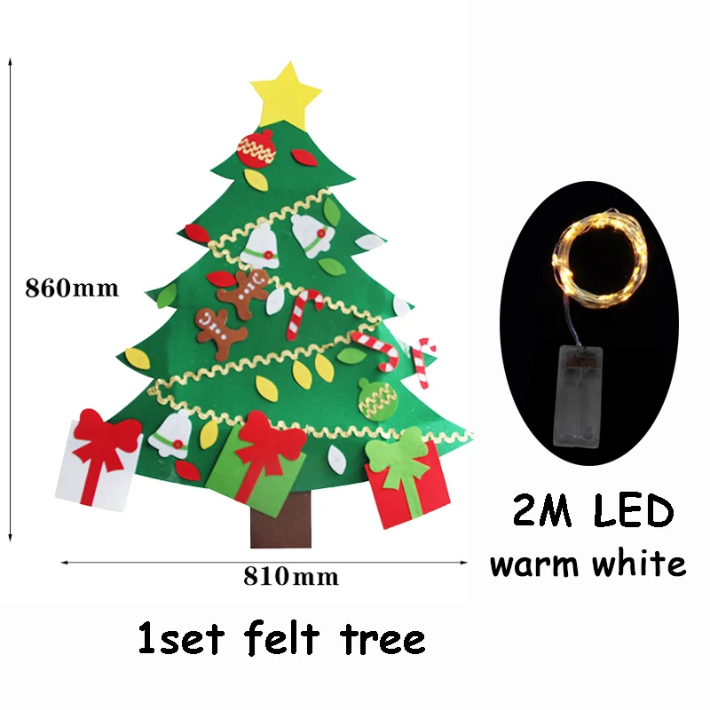 Christmas Tree 18 1 Набор 3D войлочная Рождественская елка с 2 м светодиодный светильник Рождественский подарок на год Navidad Natal для детей рождественские украшения для дома - Цвет: Christmas Tree 18