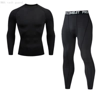 gym sports underwear mens running set fitness top long sleeve black leggings rashgarda mma sweat quick dry training suits set