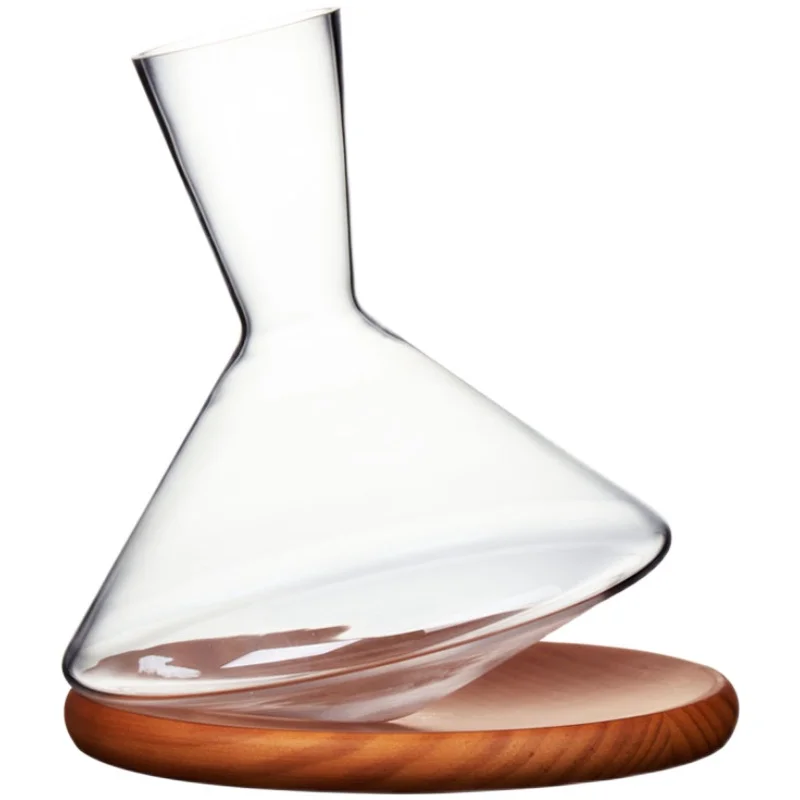 

Wooden Base Tumbler Decanter Creative Crystal Wine Separator 1000ML