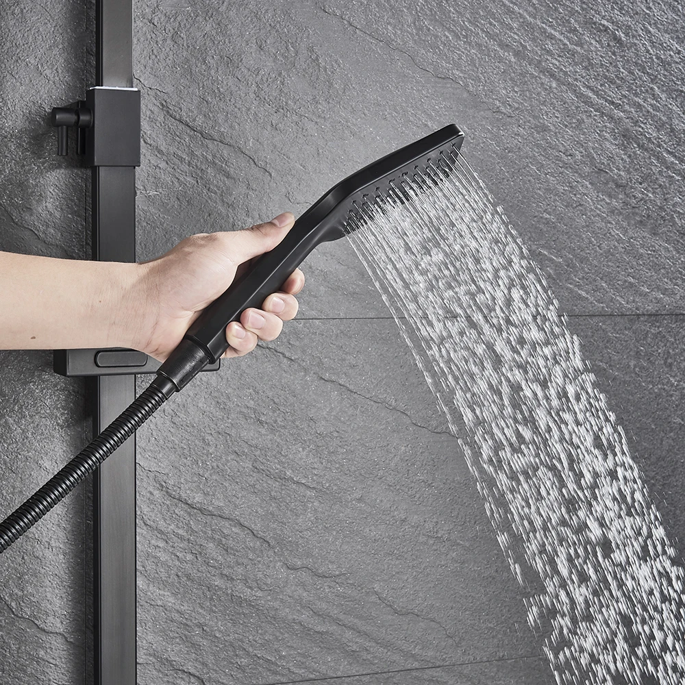 Bathroom Faucet Chrome/Black Rain Shower Head Bath Faucet Wall Mounted Bathtub Shower Mixer Tap Shower Faucet Shower Set Mixer