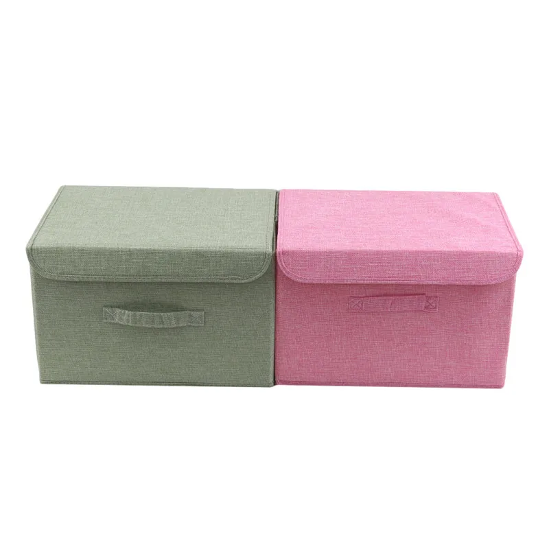 

Washable Cotton And Linen Large Home Folding Storage Box With Lid Toy Storage Bag Laundry Basket