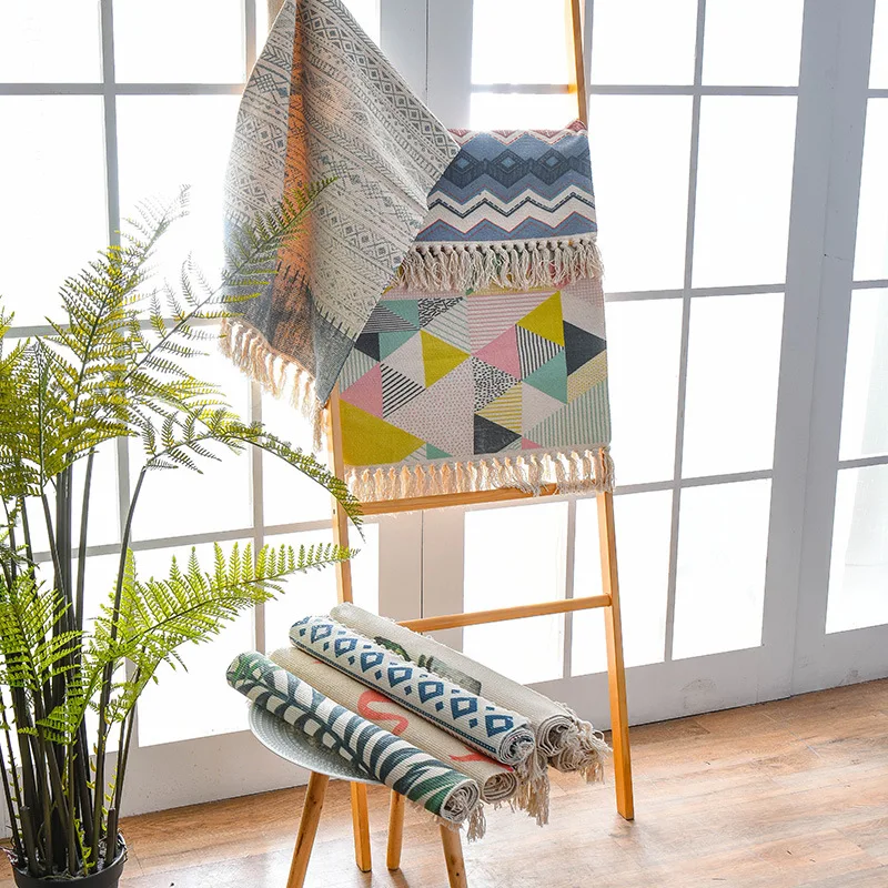 Марокко хлопок лен тканый ковер для гостиной прочный с кистями коврик|Коврик| |