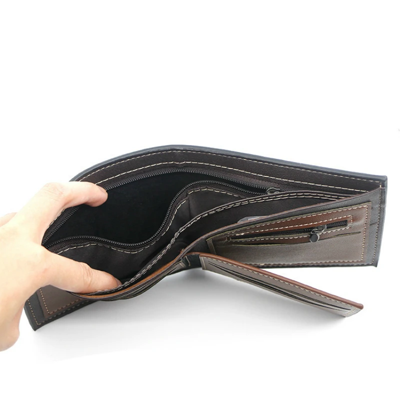 

Luxury Men's Wallet Leather Solid Slim Wallets Men Pu Leather Bifold Short Credit Card Holders Coin Purses Business Purse Male