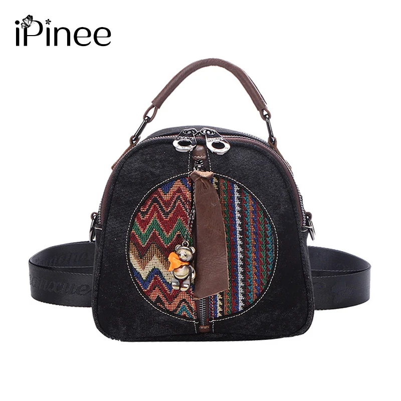 

Модная маленькая круглая сумка iPinee, зимняя новая сумка через плечо из джинсовой ткани, маленькая сумка на плечо с молнией, женская сумка
