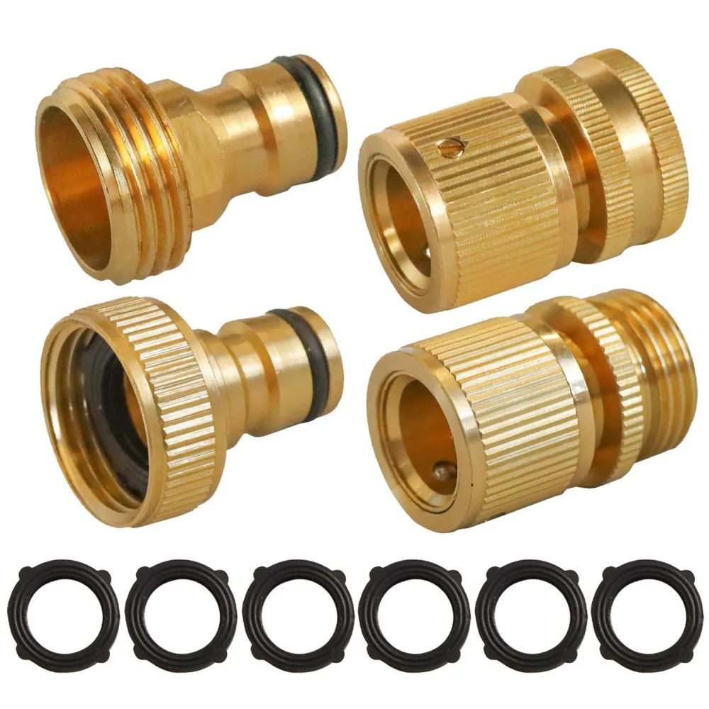 

Irrigation Supplies Water Pipe Fittings Hose Connector Adapter EU Brass 4-piece Set Copper Bag Size 16*12cm US Garden Connectors