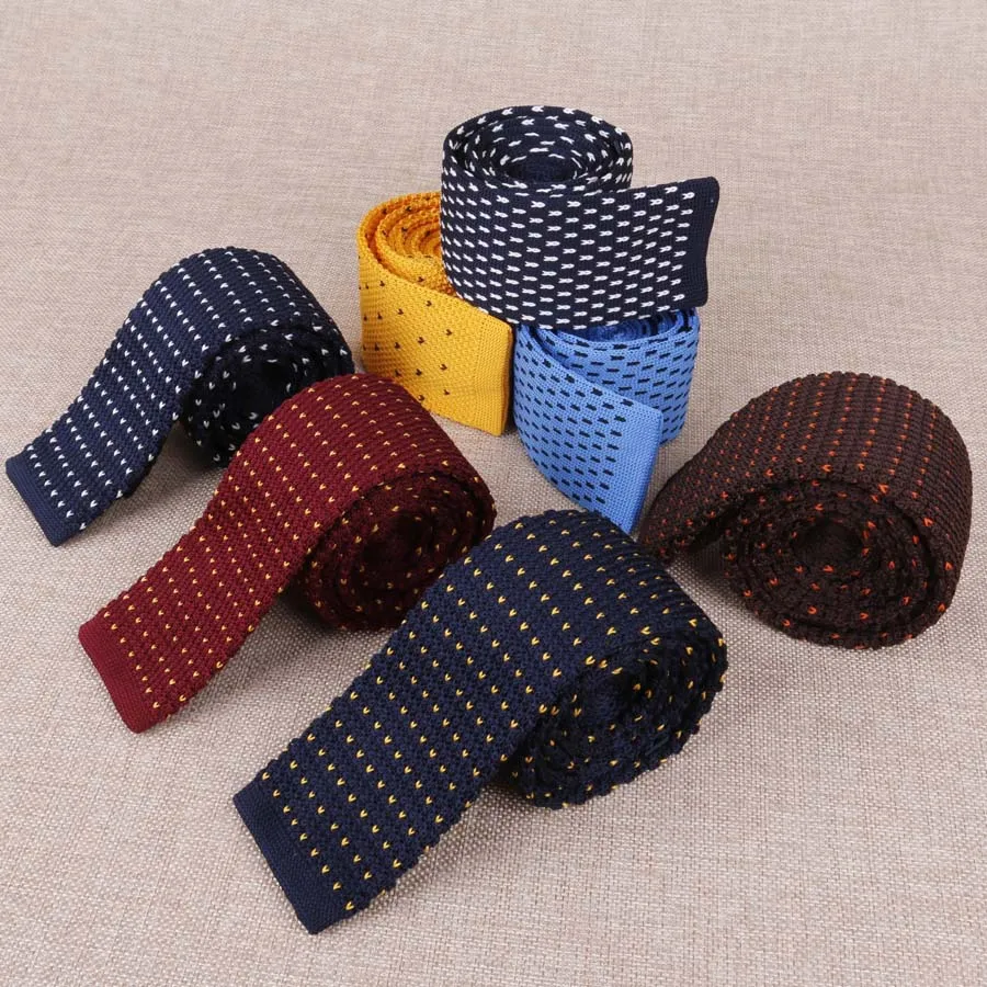

5.5cm Narrow Knitted Ties for Mens Adult Flat Head Kniitting Necktie For Wedding Tuxedo Gravatas Cravats