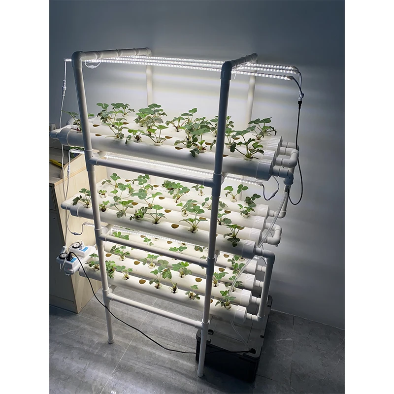 

NFT вертикальные Гидропонные наборы для выращивания растений с 108 отверстиями светодиодный ными лампочками для выращивания салата клубники ...